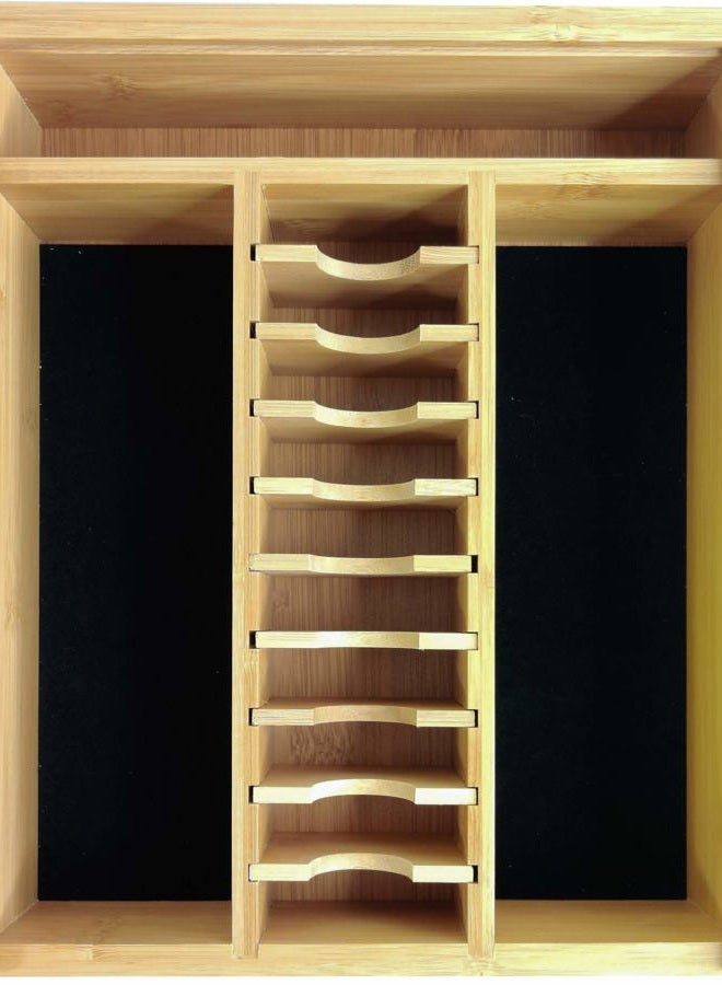 Vincent Master Case Bamboo Counter Top Tray For Clipper Guards, Combs, Shears, and Clippers Stylist Barber Tool Organizer Tray VT10202 - Image 3