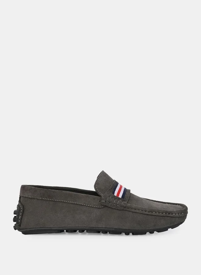 Styli Stitch Detail Suede Tape Detail Slip On Loafers