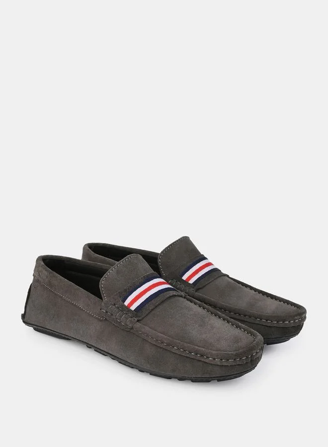 Styli Stitch Detail Suede Tape Detail Slip On Loafers