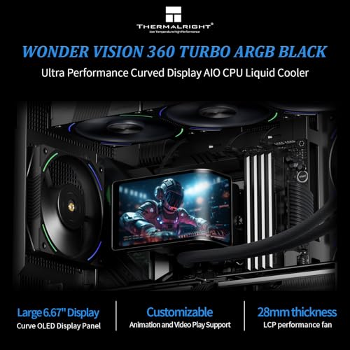 Thermalright Wonder Vision 360 Turbo ARGB Black CPU Liquid Coolerfor AM5Intel LGA18511700667 3D Curved Screen with 2400x1080 ResolutionsMagnetic Panel Screen360MM Aio - Image 3