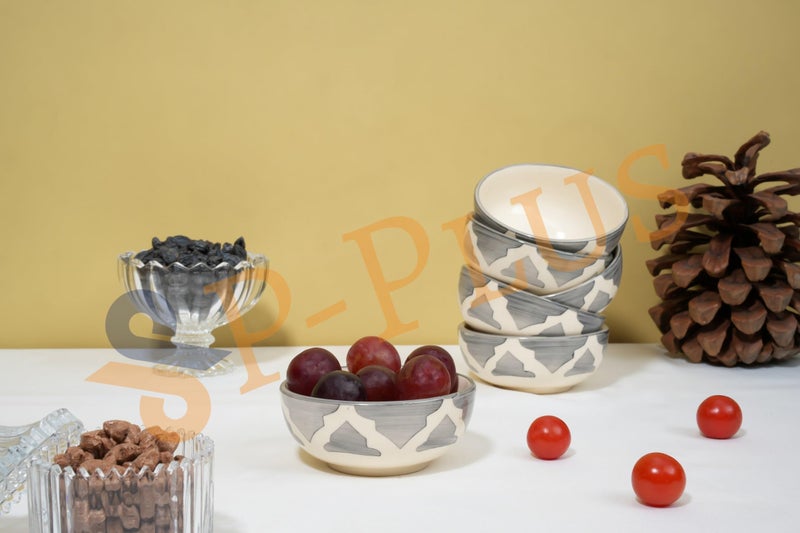 P Plus Fire Ceramic Bowls For Popcorn, Snack, Salads, Gravy & Noodles, Fruit, Pasta, Cereal, Microwave & Dishwasher Safe, Indoor And Outdoor Use, 125 Ml 9 CM, Ceramic Gifting Bowl Set (Grey, Set Of 2) - Image 5