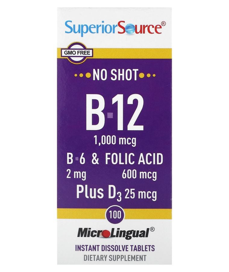 Superior Source B-12 B-6 & Folic Acid Plus D3 100 MicroLingual Instant Dissolve Tablets