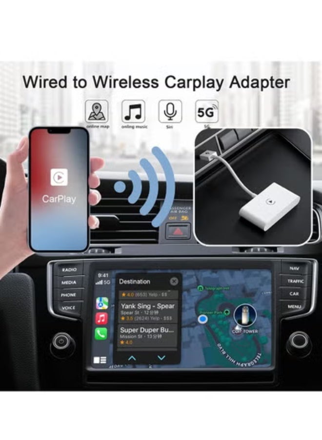 فورتي محول CarPlay لاسلكي للآيفون - دونجل USB جاهز للاستخدام فورًا لترقية نظام الترفيه في السيارة من سلكي إلى لاسلكي - Image 3