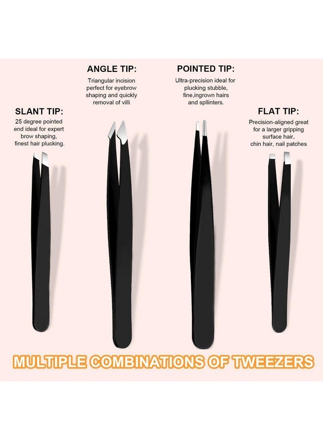 Yougai Tweezers And Nail Clippers Set,9 Pcs Professional Stainless Steel Tweezers Kit-Great Precision Tweezers With Curved Scissors And Eyebrow Razor For Daily Beauty Tools With Leather Travel Case - Image 2