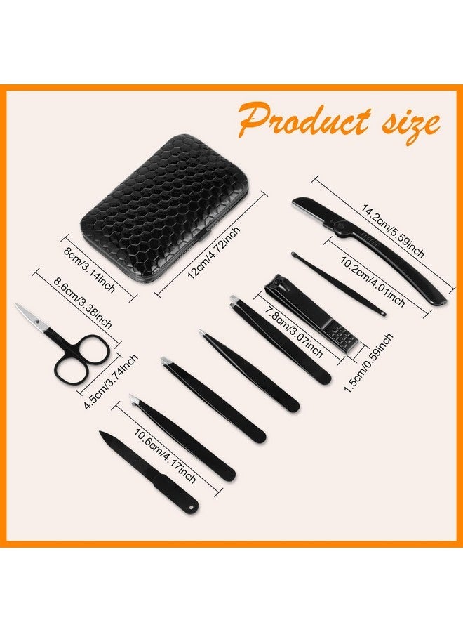 Yougai Tweezers And Nail Clippers Set,9 Pcs Professional Stainless Steel Tweezers Kit-Great Precision Tweezers With Curved Scissors And Eyebrow Razor For Daily Beauty Tools With Leather Travel Case - Image 3