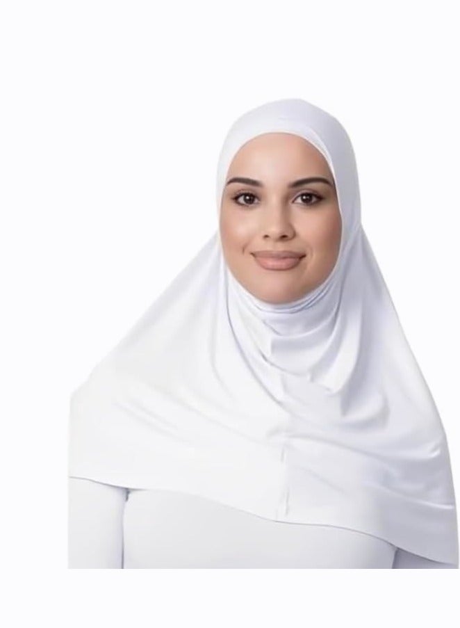برفكتوري حجاب فوري خفيف الوزن، مزيج ليكرا، جميع المواسم، الصلاة، الرياضة، مقاس كبير - أبيض 