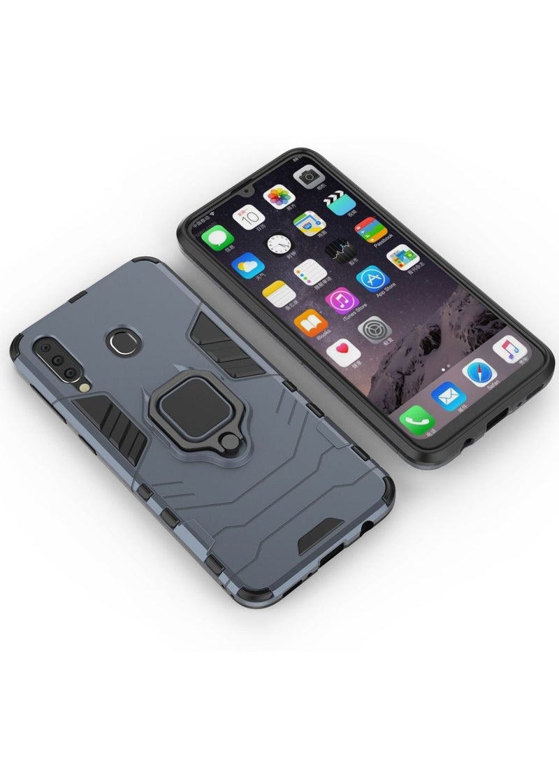 RICOONLINE for Samsung Galaxy M30/A40S Case, Shockproof Protective Phone Cover with Metal Ring Stand Blue - Image 2