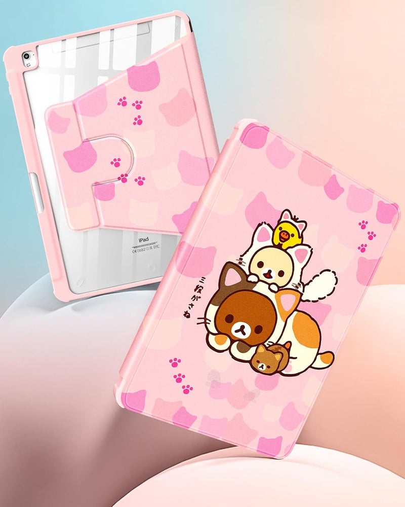 Besoar for iPad 9th/8th/7th Generation 10.2 inch Case Cute Cartoon Kawaii for Girls Kids Boys Girly Women Design Covers,360 Degree Rotating Folio Stand Pencil Holder for Apple i Pad 9/8/7 Gen,Cat - Image 4
