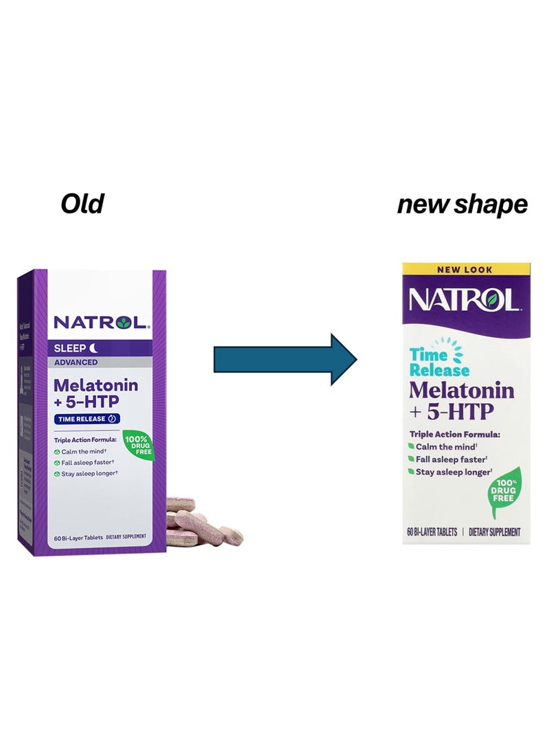 Natrol Melatonin 5-HTP Advanced Sleep Triple Action Formula 60 Tablets - Image 1