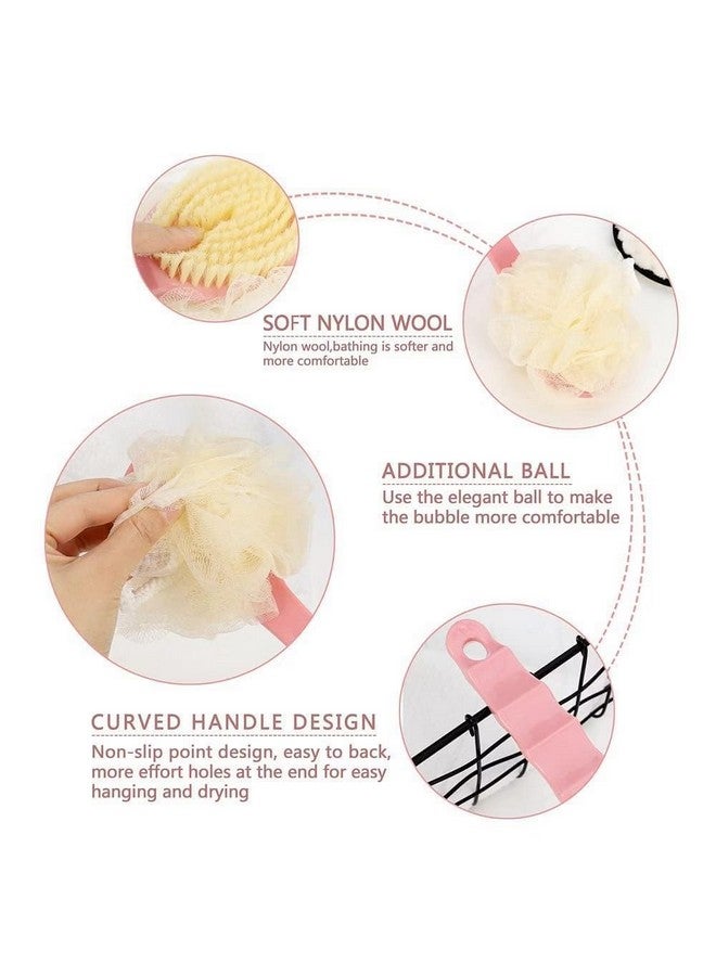 KitchenFest® Nylon Bristle Loofah Brush Long Handle for Spa Body Care Shower Massage Exfoliating Bliss Brush, Multicolor | 1 Pcs - Image 4