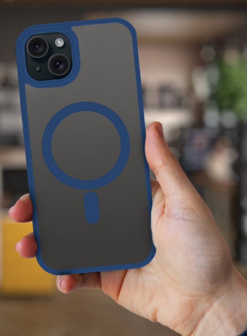 CATANES 2 Pieces Magnetic Slim Protective Case for iPhone 15 Plus - with Wireless Charging Support with 3D Screen Protector - Blue - Image 2