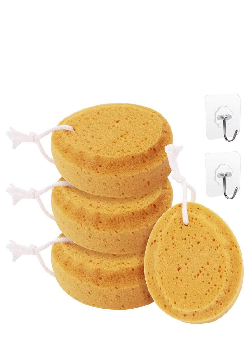 Bath Sponge Exfoliating Shower Natural Sea with 2 PCS Adhesive Hooks Gentle Soothing Cleansing for Adults and Kids Body Cleaning Daily Care Bathroom Supplies 4 - Image 1