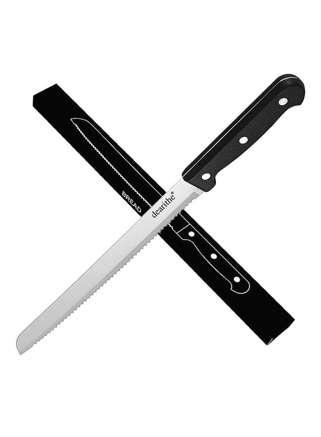 dearithe Serrated-Bread Knife 10 Inch, Black Full-Tang and Triple Rivet Stainless Sharp Wavy Edge Wide Bread Cutter, Professional for Slicing Homemade Bread, Bagels, Cake, Dishwasher Safe - Image 1