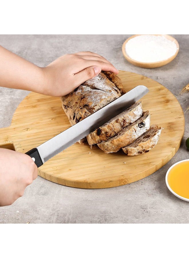 dearithe Serrated-Bread Knife 10 Inch, Black Full-Tang and Triple Rivet Stainless Sharp Wavy Edge Wide Bread Cutter, Professional for Slicing Homemade Bread, Bagels, Cake, Dishwasher Safe - Image 5