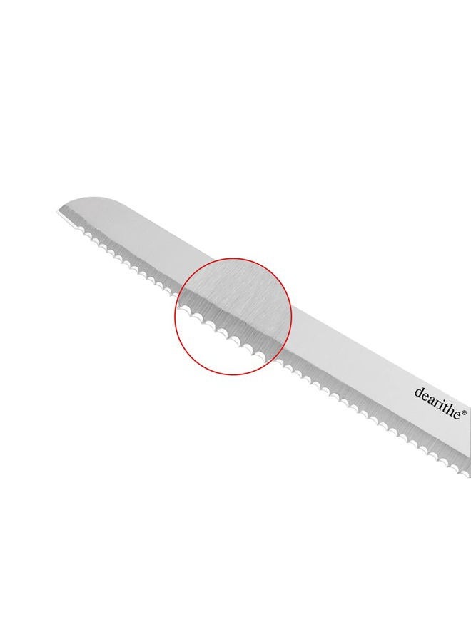 dearithe Serrated-Bread Knife 10 Inch, Black Full-Tang and Triple Rivet Stainless Sharp Wavy Edge Wide Bread Cutter, Professional for Slicing Homemade Bread, Bagels, Cake, Dishwasher Safe - Image 4