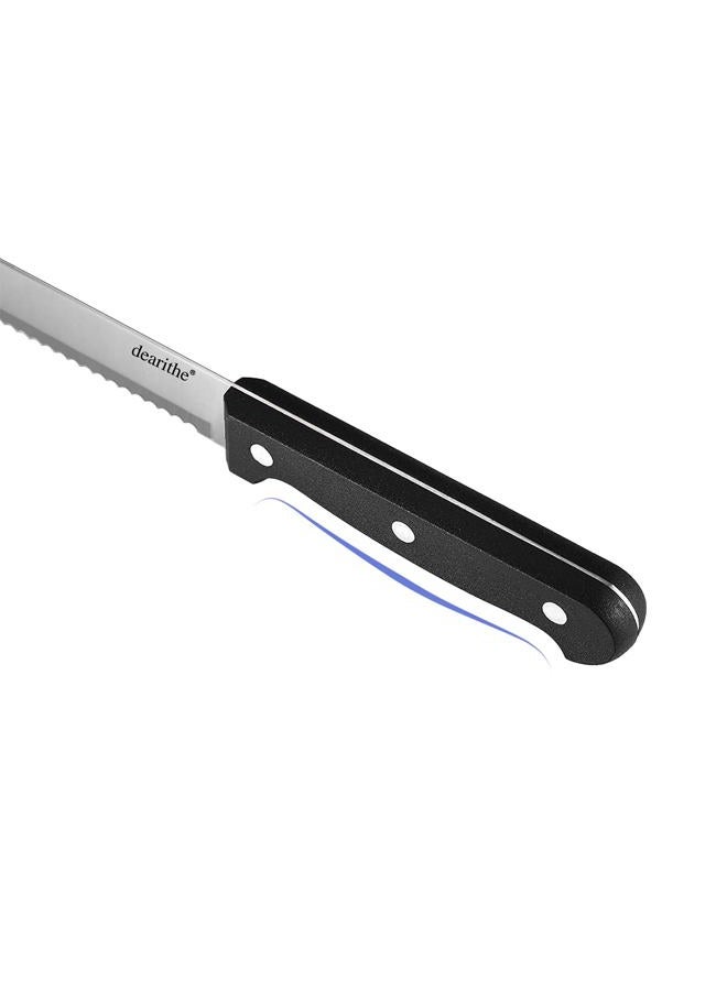 dearithe Serrated-Bread Knife 10 Inch, Black Full-Tang and Triple Rivet Stainless Sharp Wavy Edge Wide Bread Cutter, Professional for Slicing Homemade Bread, Bagels, Cake, Dishwasher Safe - Image 3