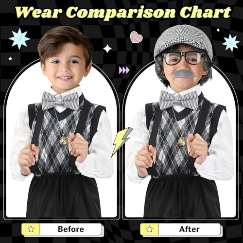 Joycover Old Man Costume For Kids Boys 100 Days Of School Costume Grandpa costume for kids With Real accessories - Image 4