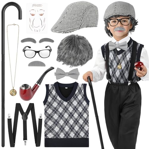 Joycover Old Man Costume For Kids Boys 100 Days Of School Costume Grandpa costume for kids With Real accessories - Image 5