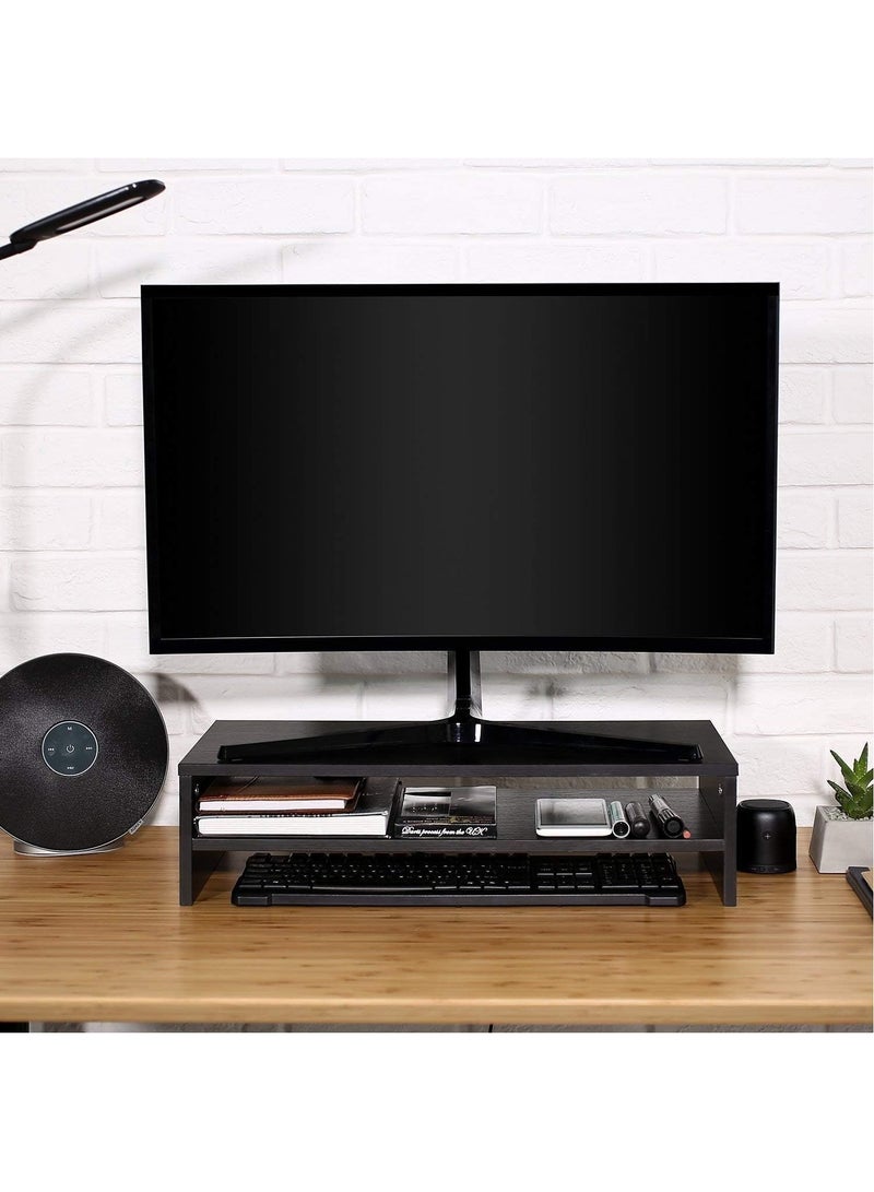 MileMelo 2-Tier Desktop Screen Riser with Storage Design Cellphone Mount Tabletop Organizer for Home and Office  - Image 3