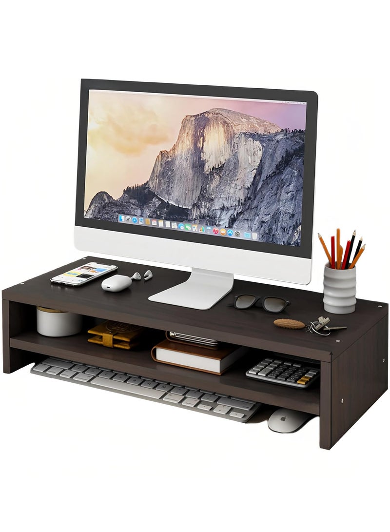 MileMelo 2-Tier Desktop Screen Riser with Storage Design Cellphone Mount Tabletop Organizer for Home and Office  - Image 1