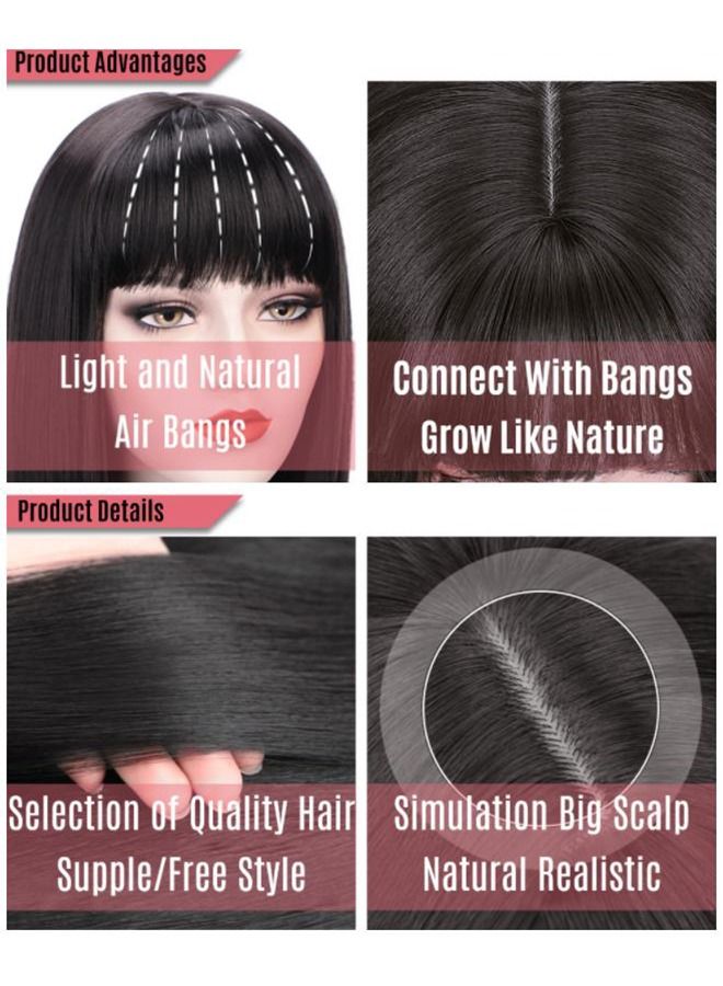 Arabest Short Bob Hair Wigs, Black Wigs with Bangs 12" Straight with Flat Bangs Synthetic Colorful Cosplay Daily Party Wig for Women Natural As Real Hair (Black) - Image 4