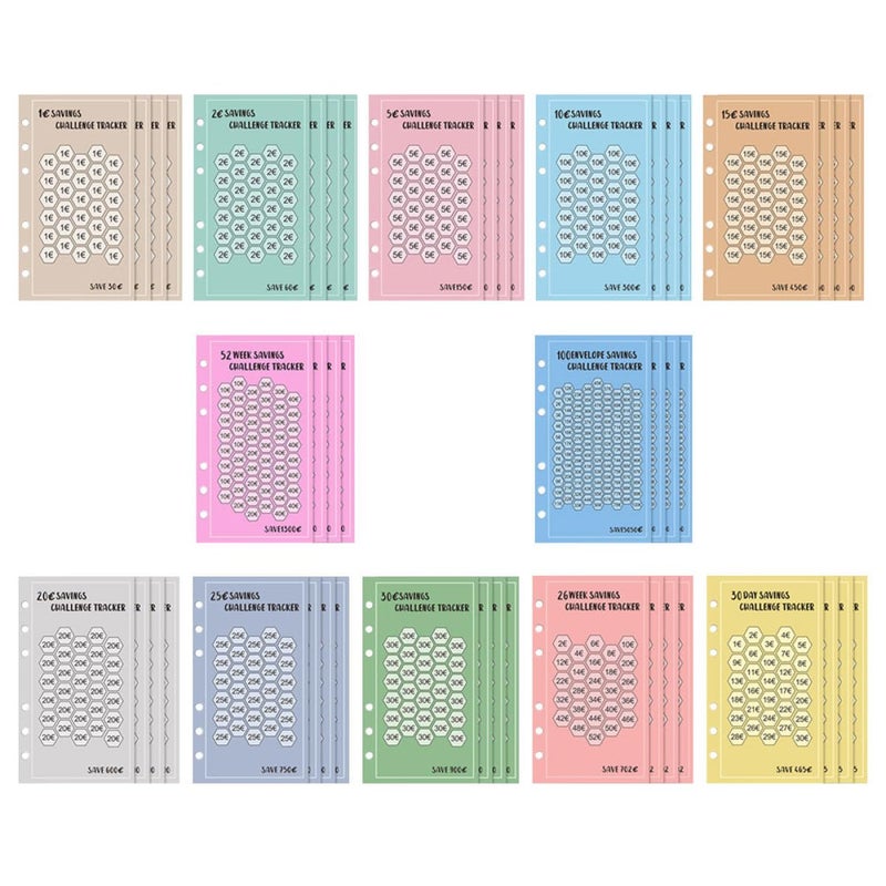 6 Hole Euro Saving Envelopes Binder 48pcs Paper Envelopes For Financial Tracking - Image 2
