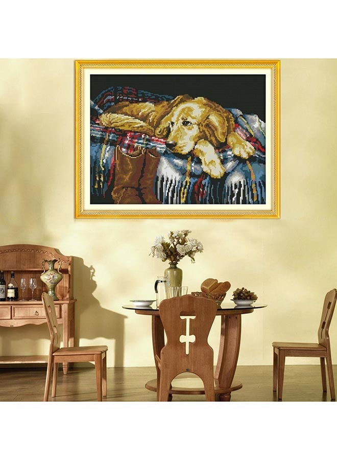 NIBEMINENT DIY Faithful Dog Pattern Needlework Embroidery Kit Brown/Blue/Red - Image 2