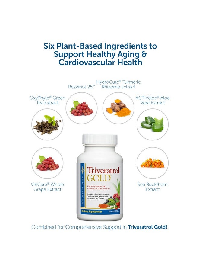 Dr. Whitaker - Triveratrol Gold Healthy Aging Supplement With Resveratrol & Extracts Of Aloe Vera Green Tea And Turmeric Provides Antioxidant & Cardiovascular Support (60 Capsules) - Image 1