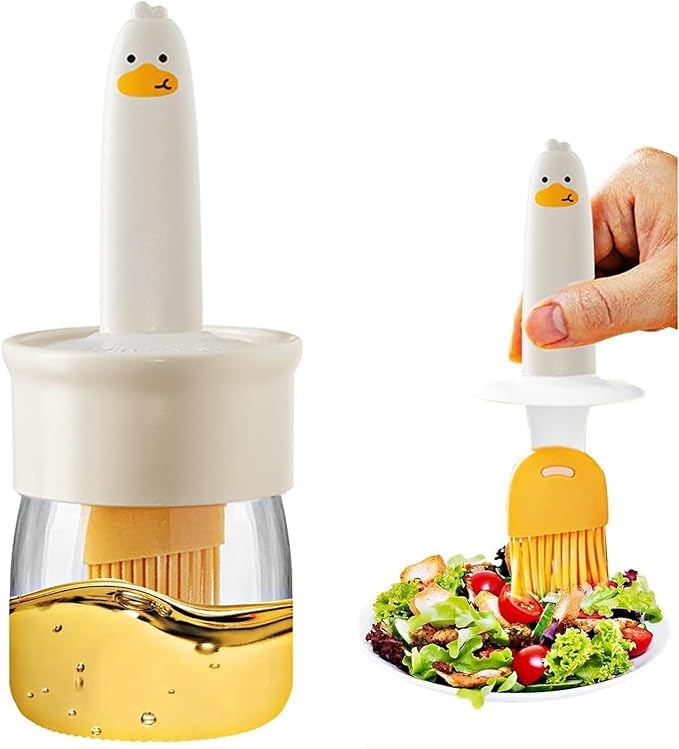 Tirth shop Glass Olive Oil Dispenser for Kitchen 2 IN 1 Oil Dispenser Bottle with Silicone Basting Brush for Cooking Vinegar Sauce BBQ Grill Frying BakingAir Fryer pack of 1 - Image 1