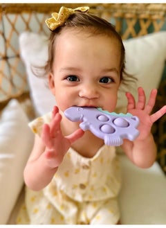 Itzy Ritzy Itzy Ritzy Sensory Popper Toy - Itzy Pop Toy Features Raised Textures to Soothe Sore Gums; Relieves Stress and Improves Fine Motor Skills; Can Attach to a Bag or Pacifier Strap; Lilac Dinosaur  - Image 4