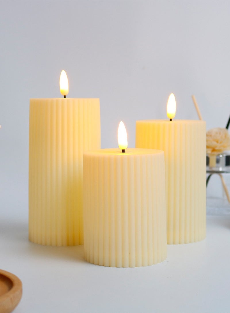 NIBEMINENT 3-Piece LED Electronic Candle Set with Flickering Flame – Romantic Decor for Weddings, Proposals, Birthdays & Photography (Roman Column Design) - Image 3