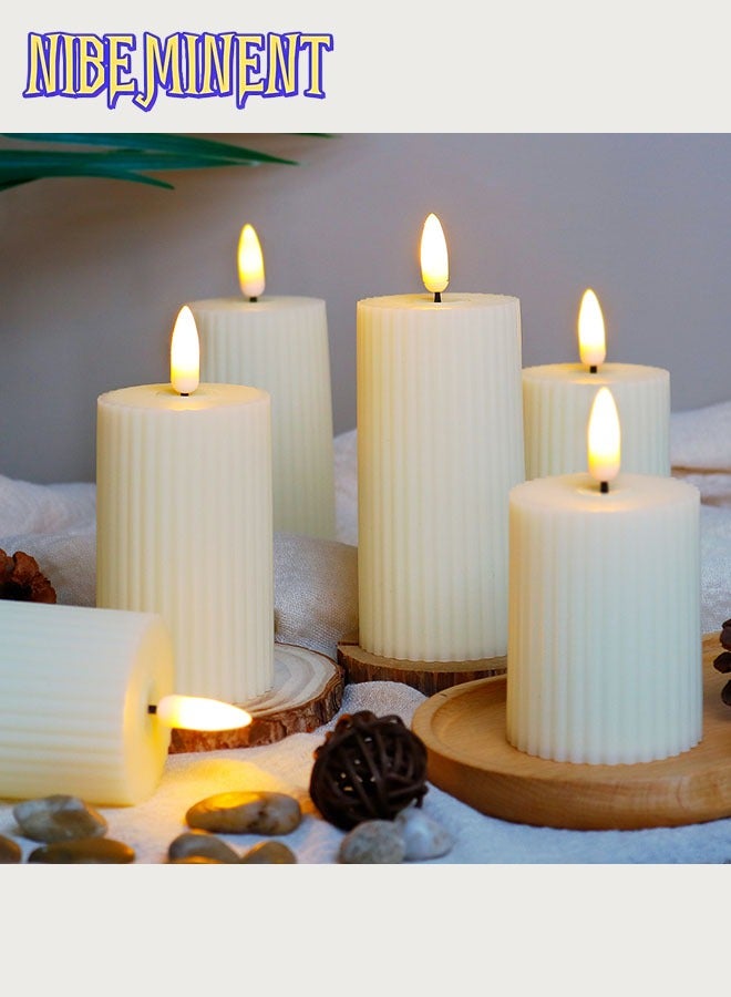 NIBEMINENT 3-Piece LED Electronic Candle Set with Flickering Flame – Romantic Decor for Weddings, Proposals, Birthdays & Photography (Roman Column Design) - Image 2