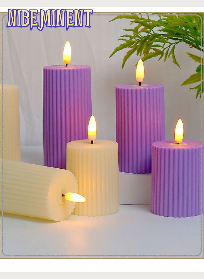 NIBEMINENT 3-Piece LED Electronic Candle Set with Flickering Flame – Romantic Decor for Weddings, Proposals, Birthdays & Photography (Roman Column Design) - Image 4