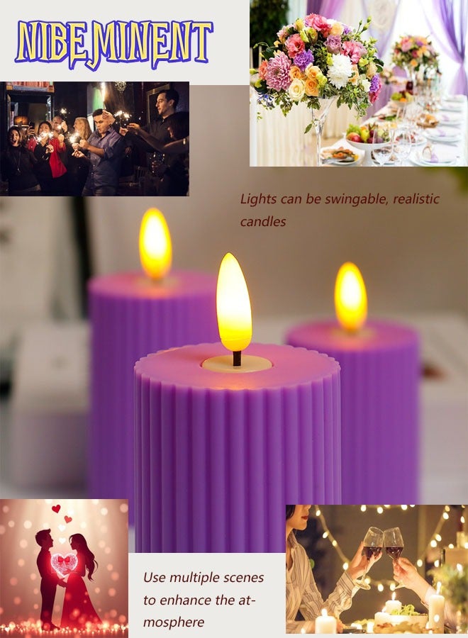 NIBEMINENT 3-Piece LED Electronic Candle Set with Flickering Flame – Romantic Decor for Weddings, Proposals, Birthdays & Photography (Roman Column Design) - Image 5