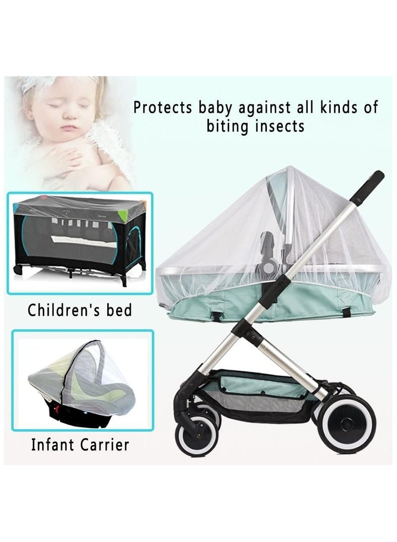 Universal Stroller Mosquito Net, Pram Net,Fly Bug Insect Net Protection Cover for Pushchair Car Seat Buggy Carrycot Bed Stroller Bassinet Basket Jogger Travel cot (White) - Image 2