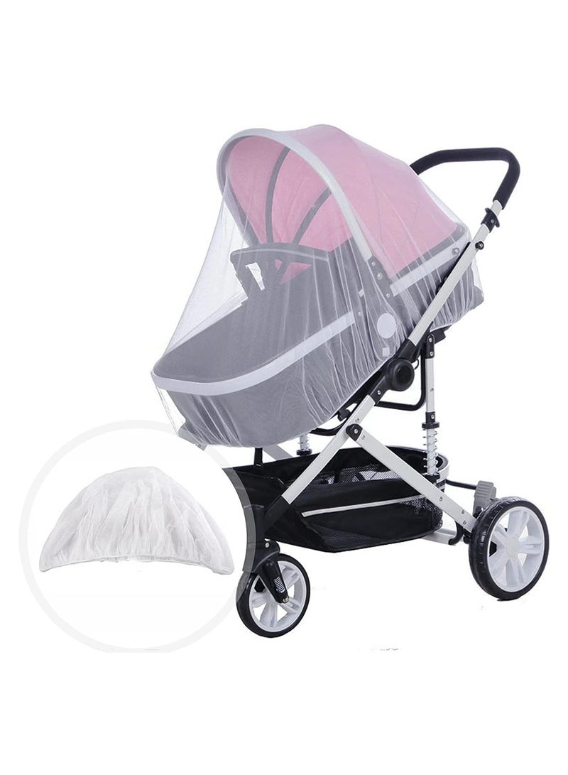 Universal Stroller Mosquito Net, Pram Net,Fly Bug Insect Net Protection Cover for Pushchair Car Seat Buggy Carrycot Bed Stroller Bassinet Basket Jogger Travel cot (White) - Image 1