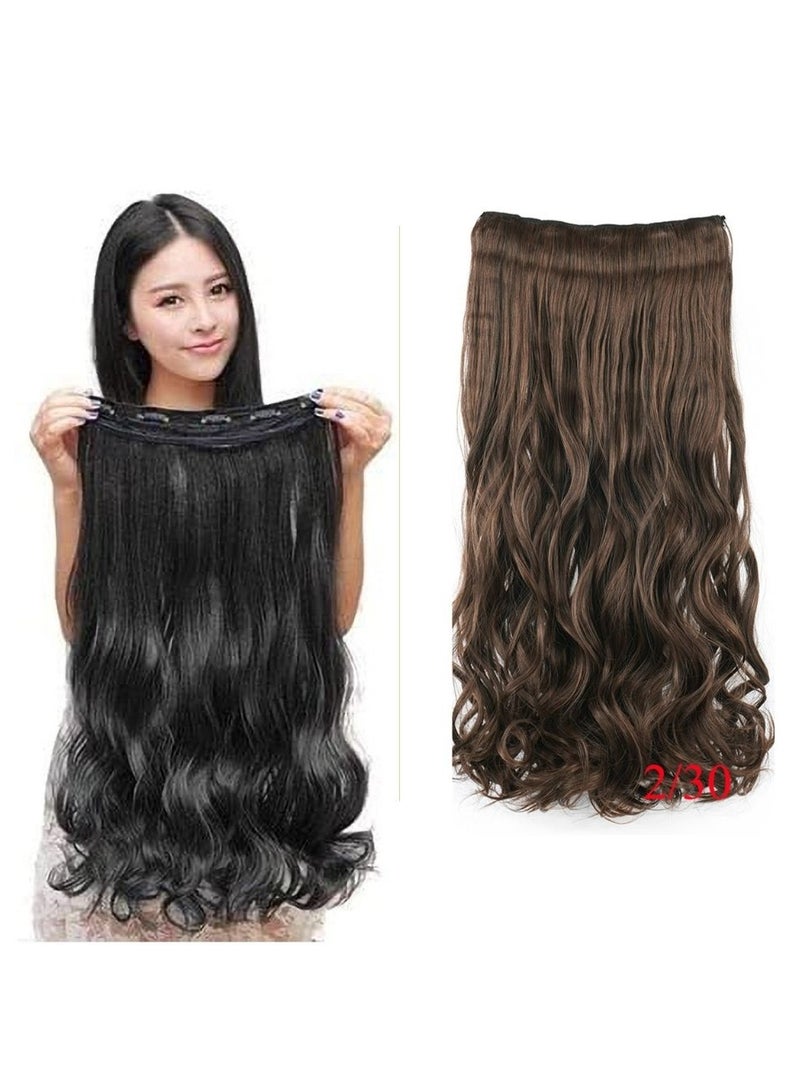 إستيل وصلة شعر Eestelle كاملة الرأس قطعة واحدة طويلة مستقيمة ومموجة مع 5 مشابك مناسبة للنساء والفتيات (اللون رقم 2m30، مموج الجسم) - Image 1