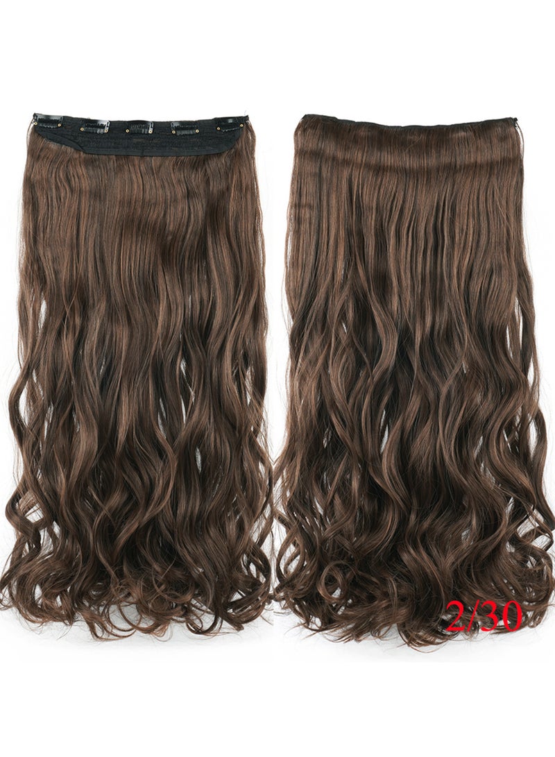 إستيل وصلة شعر Eestelle كاملة الرأس قطعة واحدة طويلة مستقيمة ومموجة مع 5 مشابك مناسبة للنساء والفتيات (اللون رقم 2m30، مموج الجسم) - Image 2