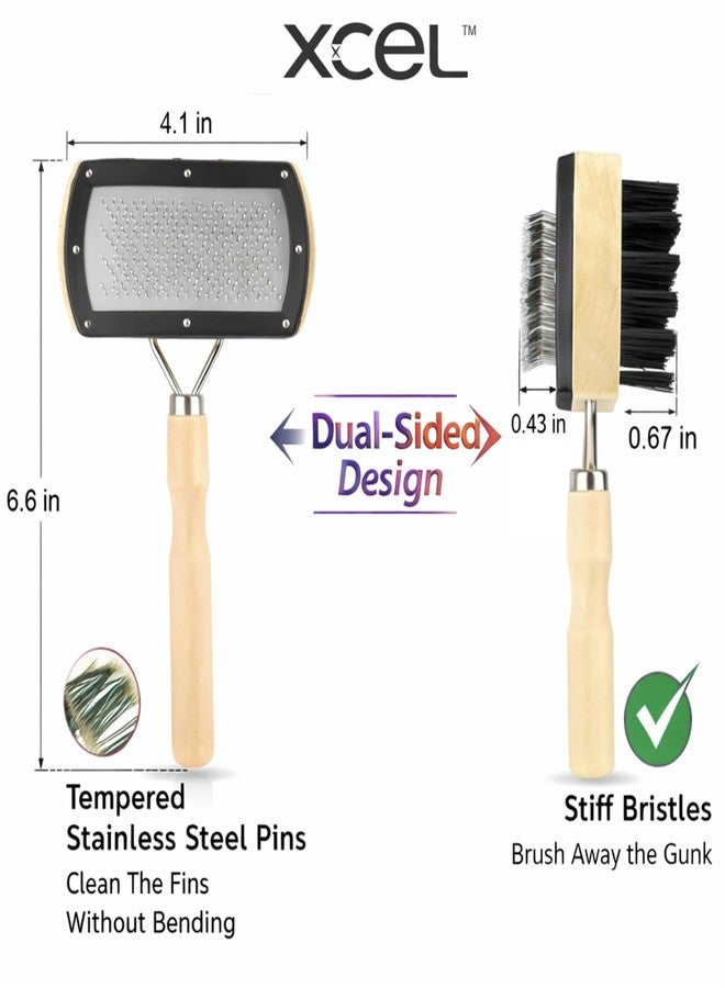 Xcel HVAC Coil Cleaning Brush & Fin Comb Tool, Dual-Sided AC Coil Cleaner Brush for Evaporator and Condenser Coils, Mini Split, Window AC and Outdoor Condenser, Stainless Steel Pins with Soft Bristles - Image 3