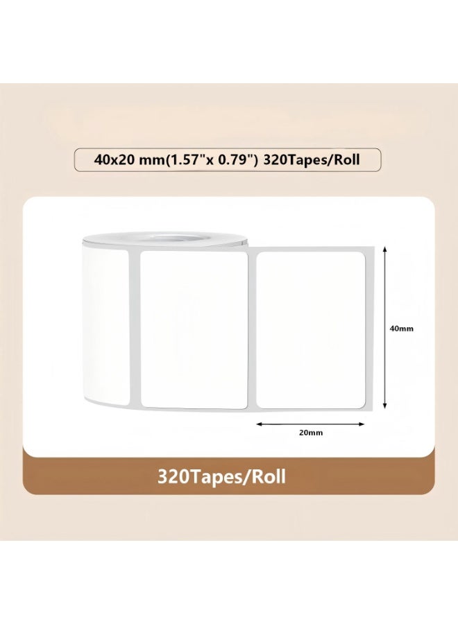 ورق ملصقات حراري لطابعات الملصقات الحرارية، شريط لاصق مقاوم للماء والزيوت للاستخدام المنزلي والمكتبي وطباعة الباركود للشركات الصغيرة، 230 ملصق/لفة (40×20 مم أبيض) - Image 2