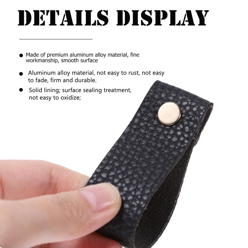 4Pcs Black PU Leather Cabinet Drawers Pulls Anti Collision Handles For Dresser Wardrobe - Image 4
