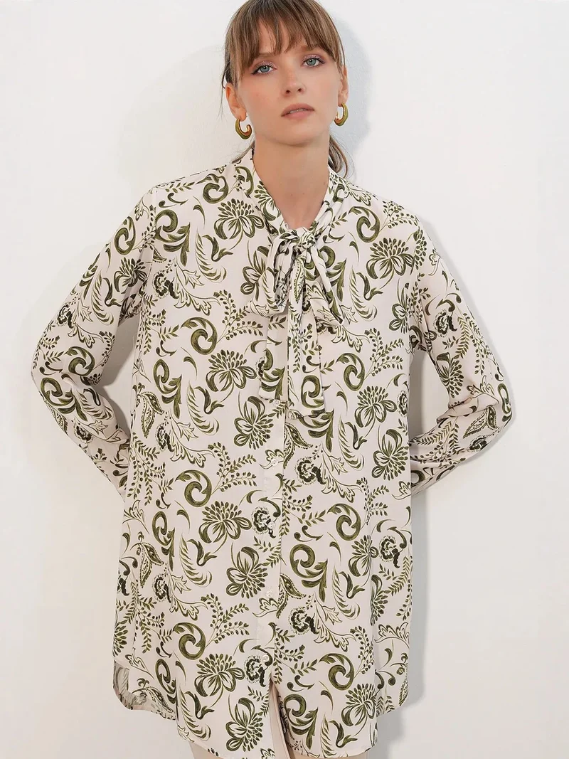 BIG DART BDART Long Floral Viscose Shirt