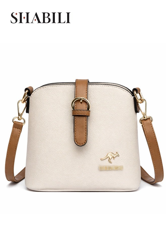 Women PU Multi‑Pocket Shoulder Bag Crossbody Handbag Tote Cross Bags Satchel Small Bag With Buckle Decor And Reinforced Stitching, Ladies Compact Daily Casual Travel Party Youth Teenager Use (Grey)