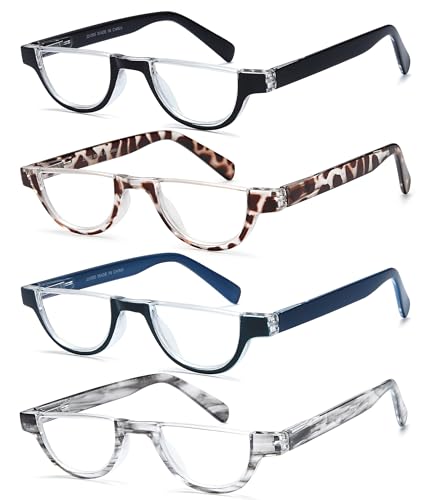 EYEURL Half Frame Reading Glasses for Women4 Pack Blue Light Glasses Fashion Computer Readers for Women Anti UV Ray Eyeglasses with Spring Hinges15 - Image 3