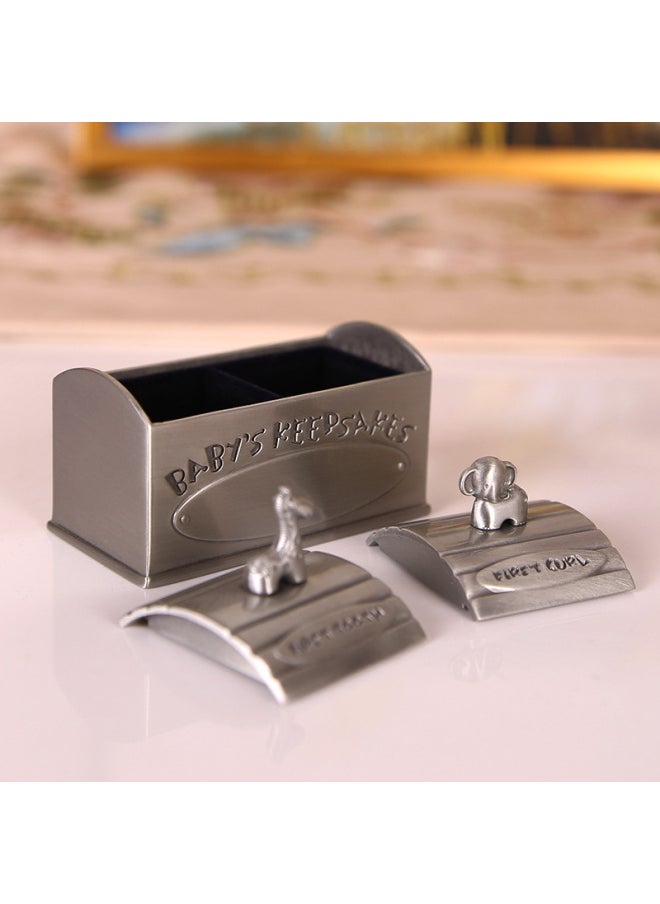 Generic Creative European Mini Baby Hair Milk Teeth Storage Box Metal High-end Baby Hair Teeth Collection Preservation Box-Color:Qinggu  - Image 3