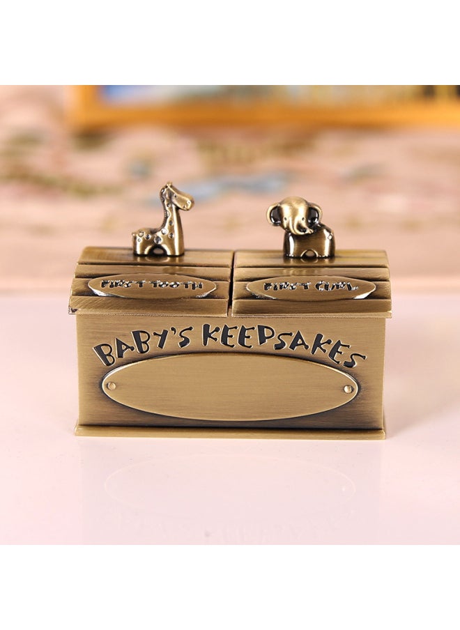 Generic Creative European Mini Baby Hair Milk Teeth Storage Box Metal High-end Baby Hair Teeth Collection Preservation Box-Color:Qinggu  - Image 1