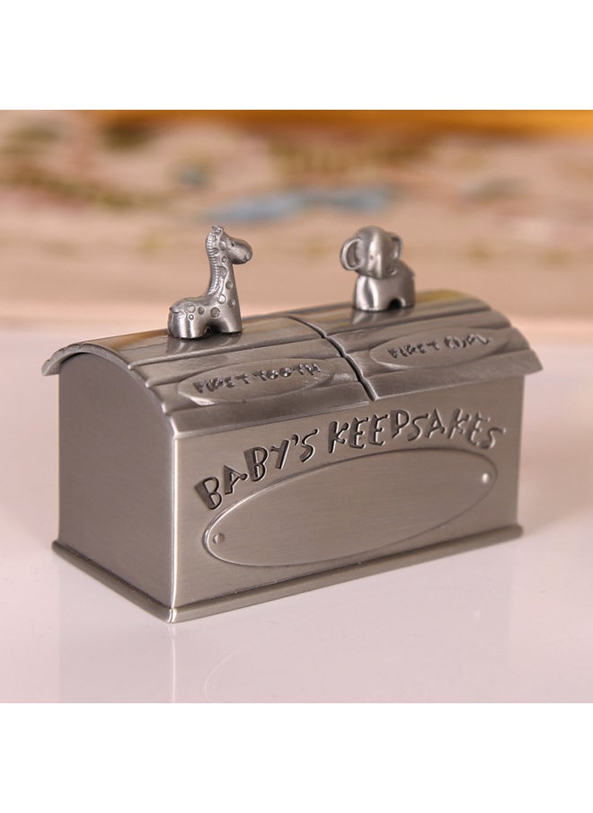 Generic Creative European Mini Baby Hair Milk Teeth Storage Box Metal High-end Baby Hair Teeth Collection Preservation Box-Color:Qinggu  - Image 2