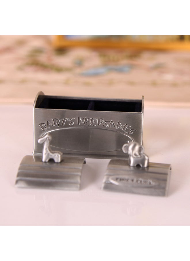 Generic Creative European Mini Baby Hair Milk Teeth Storage Box Metal High-end Baby Hair Teeth Collection Preservation Box-Color:Qinggu  - Image 4