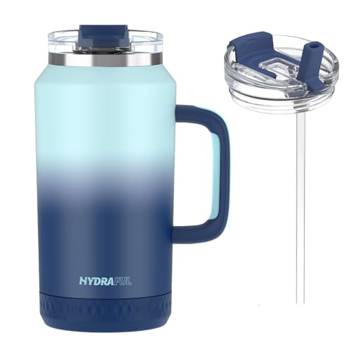 Hydraful 64 oz Tumbler with Handle and Straw - 100% Leak-Proof - Insulated Cup Reusable Stainless Steel Large Water Bottle Travel Mug for Gym, Hiking, and Camping - Gifts for Women Men Him Her - Image 1