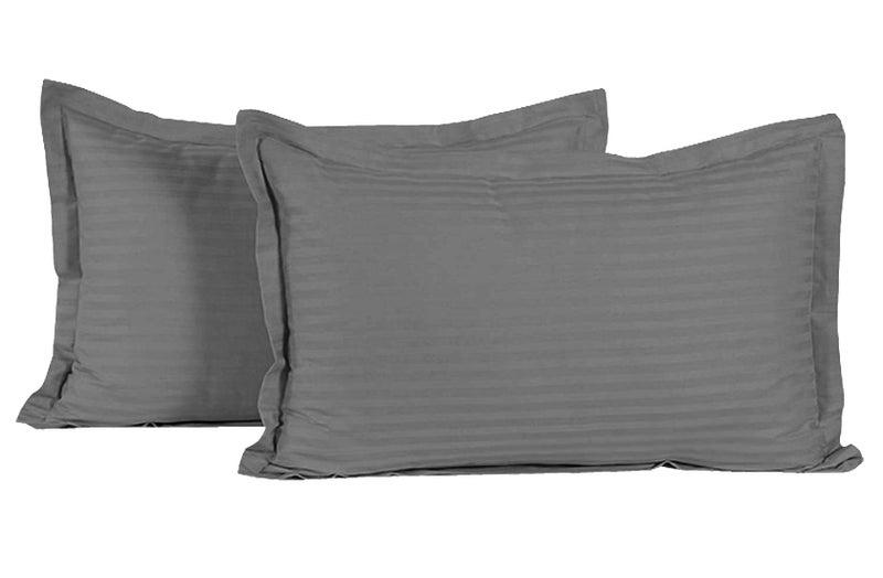 Kuber Industries otton Luxurious Satin Striped Pillow Cover|Ideal 17x27 Inch Size|Soft & Smooth Cotton|Pack of 2 (Grey)-CTKTC040327 - Image 2